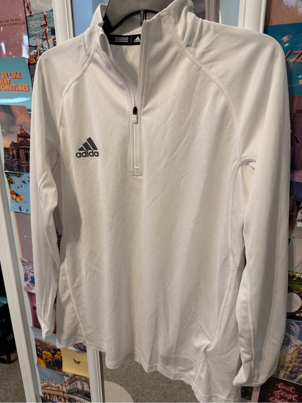 adidas White Athletic Quarter-Zip Top